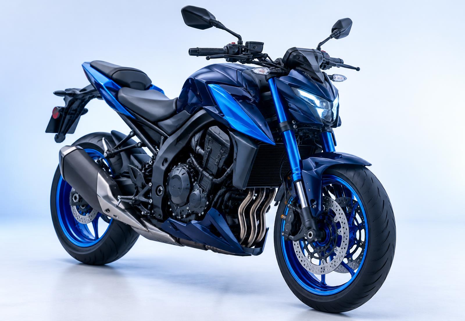 Motocicleta azul de estilo deportivo